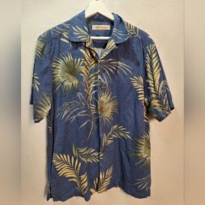 Tommy Bahama 100% Silk Hawaiian Shirt Size Sm Blue Green Button Up